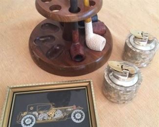 Vintage Smoke Set 2 Vintage Ronson Varaflame Luralite Table Lighters and with David of London Mercedes Montage