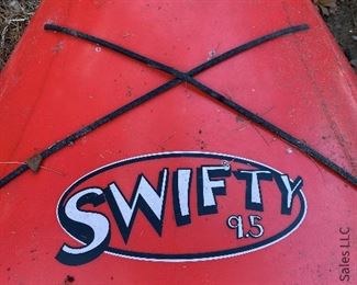 Two Swifty 9.5 red and orange kayaks