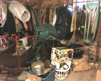 Large estate lot incuding clothing, decorative items, Christmas, wooden cradle, kitchen items, shoes, Aero Garden, excercise equipment, tools, etc.  Great discovery lot! Bristol, CT local buyers take note!  Pick up at the estate will be schedule after the auction date.  Great buying opportunity for local CT buyers! 