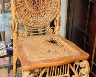 Hayward Bros. Wicker Chair.  Vintage Haywood Bros.and Co, Gardner, Mass. wicker chair