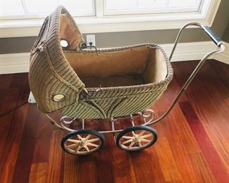 Wicker Dolls Buggy.  Wicker Doll's Baby Buggy in very nice condition.