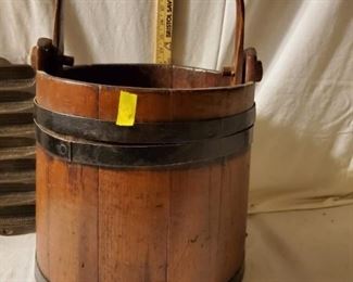 Vintage Wooden Bucket.  Sugar firkin style bucket. Approximately 20 inches in height