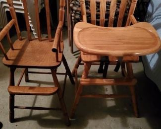 Vintage wooden high chairs.
