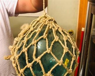 Hand Blown Floating Glass Lobster/Fishing Buoy. Was used for decoration in a nautical family's home, hung from a ceiling.