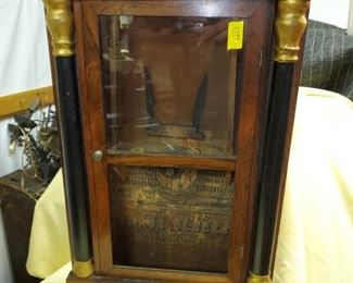 E.N. Welch shelf clock case only, beautiful case with black and gold columns, label.