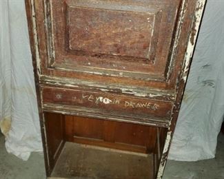 Vintage Barber Shop Front Desk.  This came from a Terryville, CT early barber shop, it held the cash register, it is all oak and worth saving - ready to be repurposed and recycled.