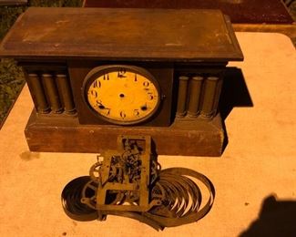 Mantel clock case and clock parts