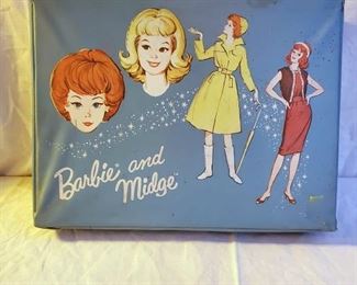 Vintage Barbie and Midge wardrobe case with most of the original contents.