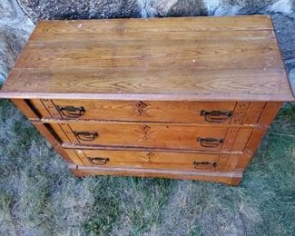 Eastlake style 3 drawer chest with original hardware.