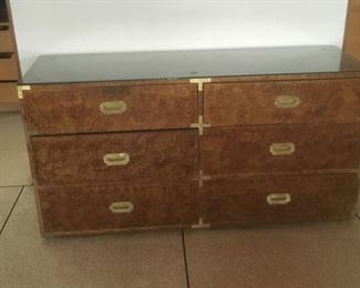 Mid Century Modern Campaign Style dresser by The Swingers Collection. Measures approx. 59" x 30" x 19".
