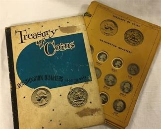 Treasury of Coins Book, Washington Quarters 1932 - 1970.  Book of silver Washington Quarters (additional quarters from late 1960's - 1970's). Sat-Lot #1