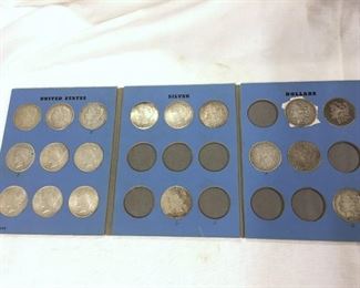 Book of United States Morgan and Peace Silver Dollars.  18 Silver Dollars Sat-Lot #11