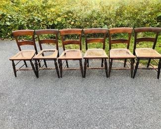 6 Matching country cained seat dining chairs, Figured Maple Sat-Lot #41