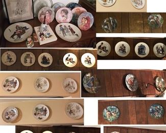 Estate lot of collector's plates including Norman Rockwell plates and collectibles, bird plates, etc. (cd) Sat-Lot #113