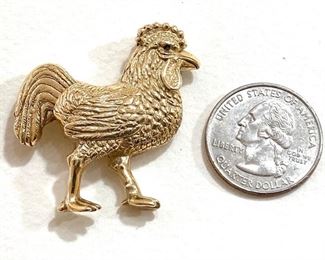 14kt Gold Rooster Pin/Brooch 14.5 grams or approx. 9.32 dwt. (ce) - Sun Lot #11