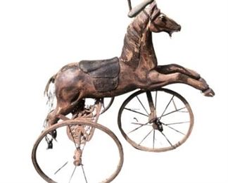 Antique Folk Art Horse Form Tricycle
