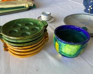 Vallauris pottery France escargot plates