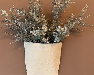 #144 $4 was $16 metal vase with silver plant