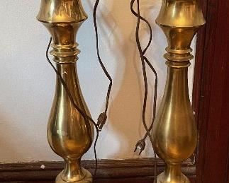 Tall Brass Candle Stick Lamps,