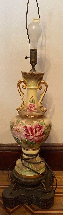 Vintage Porcelain Decorated Table Lamp,
