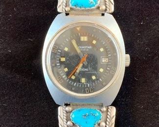 $25 Stella Smiley (Navajo) Vintage Sterling Watch Band with Turquoise and Coral