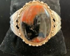 $145  1940s sterling and agate cuff