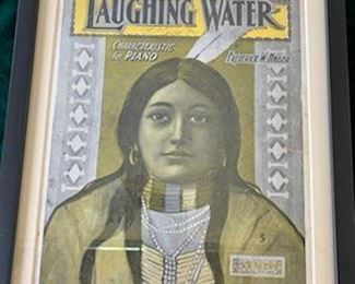 $60 (now $30) Framed Antique Sheet Music 'Laughing Water', 17 1/2'' x 13 1/2'' Framed
