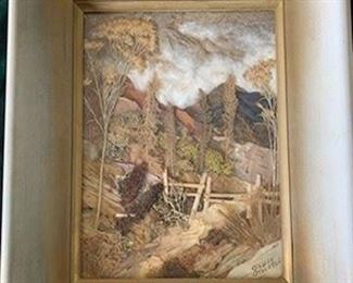 $350 Pansy Stockton (1895 - 1972) sun painting 'Cerro Pellon',  16 1/2'' x 13'' in original frame