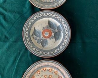 $30 (now $15) Set/3  vintage Mexican 9 1/4" plates with holes on reverse for hanging