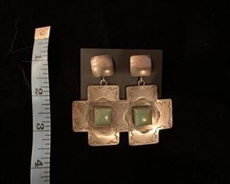 $100  Kee Cook (Navajo) sterling and turquoise earrings