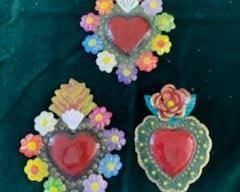 $20 (now $15), $20 (now $15), $18 (now $13) 8 1/2" and 7" Mexican painted tin ornaments