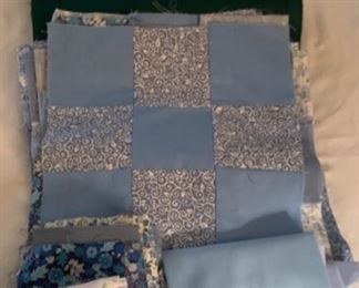 $24.00..................Quilt blocks and blue fabrics (P839)