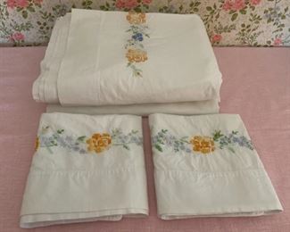 $20.00..................Hand Stitched Sheets and Pillow Cases (P678)