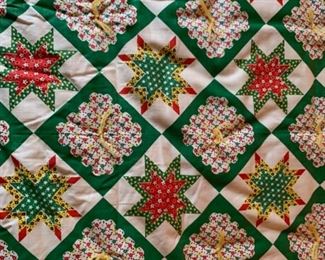 Close up: Finished Hand Tied Quilt Flannel Back 71" x 87" (461)