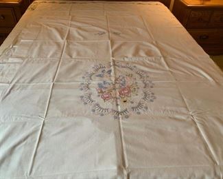 CLEARANCE !  $6.00 NOW, WAS $20.00..................Vintage Embroidered Sheet (P)