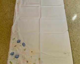 CLEARANCE !  $8.00 NOW, WAS $24.00..................Hand Done Tablecloth 52" x 53" few small stains (P374)