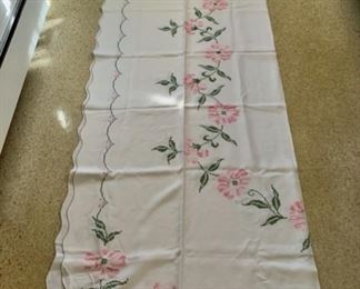 $40.00..................Beautiful Hand Embroidered Tablecloth 66" x 99" (P376)