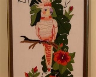 $16.00..................Hand Stitched Macaw Picture 11" x 21" (P593)