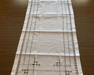 CLEARANCE !  $8.00 NOW, WAS $26.00..................Hand Stitched Hardanger Table Runner 43 1/2" x 16" (P479)