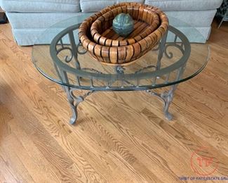 Cast Iron Base Glass Top Coffee Table