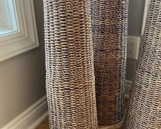 PALECEK Floor Standing  Wicker Pillar Candle Holders
