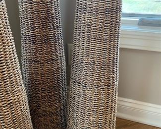 PALECEK Floor Standing  Wicker Pillar Candle Holders