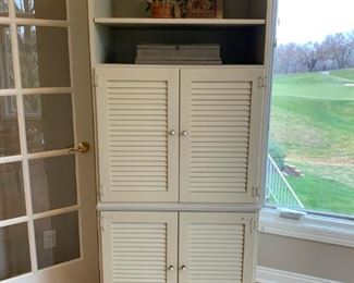 White Armoire Entertainment Cabinet with Vented Double Doors