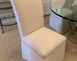 Beveled Glass Topped Oval Dining Room Table with Double Urn Base with Custom Upholstered Chairs