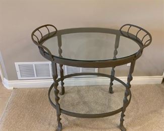 Cast Iron Tray Table Style Tiered Side Table