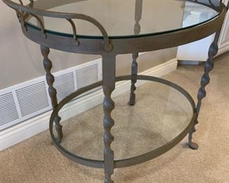 Cast Iron Tray Table Style Tiered Side Table
