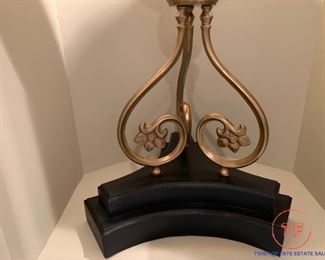 Decorative Brass Trophy Style Vase with Wood Base