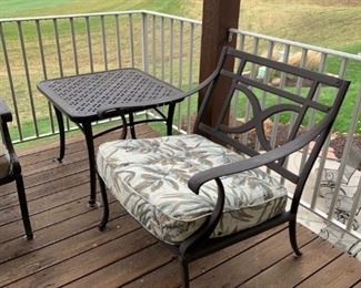 Cast Aluminum Outdoor Patio Set with 4 Chairs, 2 Oversized Chairs, Bench, and Side Table