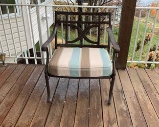 Cast Aluminum Outdoor Patio Set with 4 Chairs, 2 Oversized Chairs, Bench, and Side Table