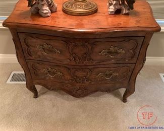 Decorative Carved HENREDON Side Table with Two Drawers
